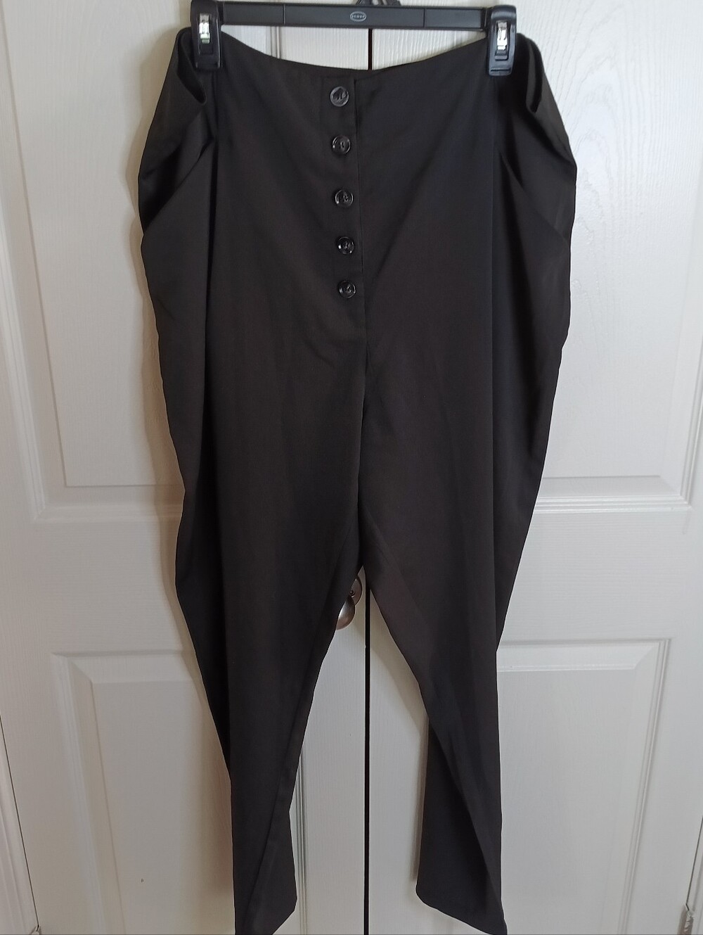 SHEIN Black High-Waist Button Front Tapered Jumpsuit Pants